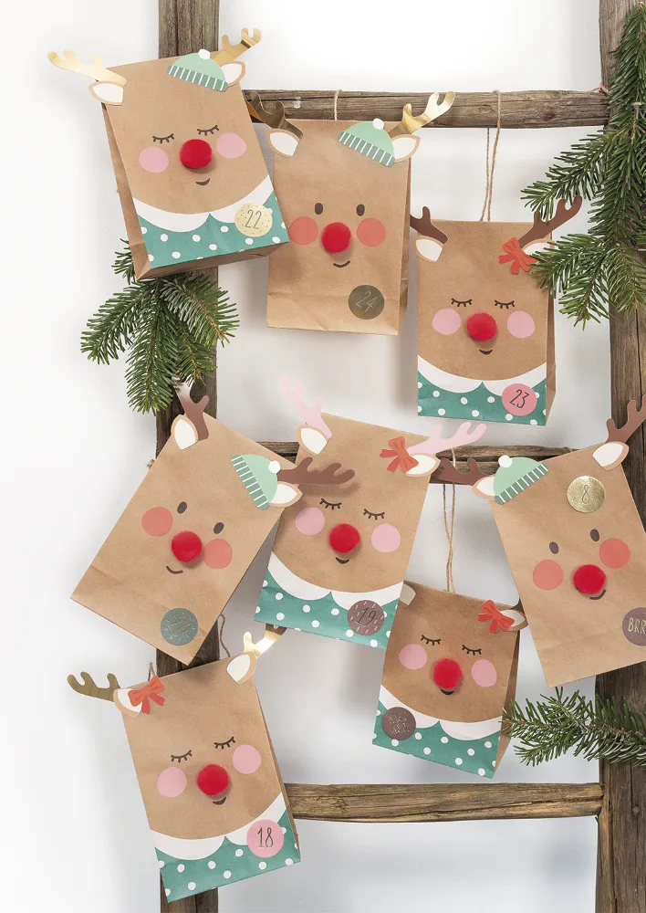 Bastelset Adventskalender Rentier, 216-tlg.