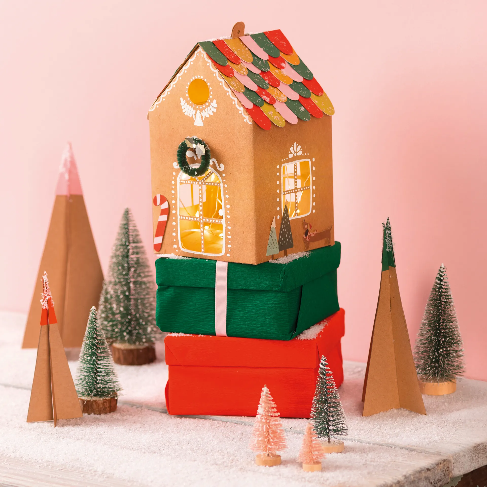 Bastelset "Kraftkarton-Häuschen", 6 Stück