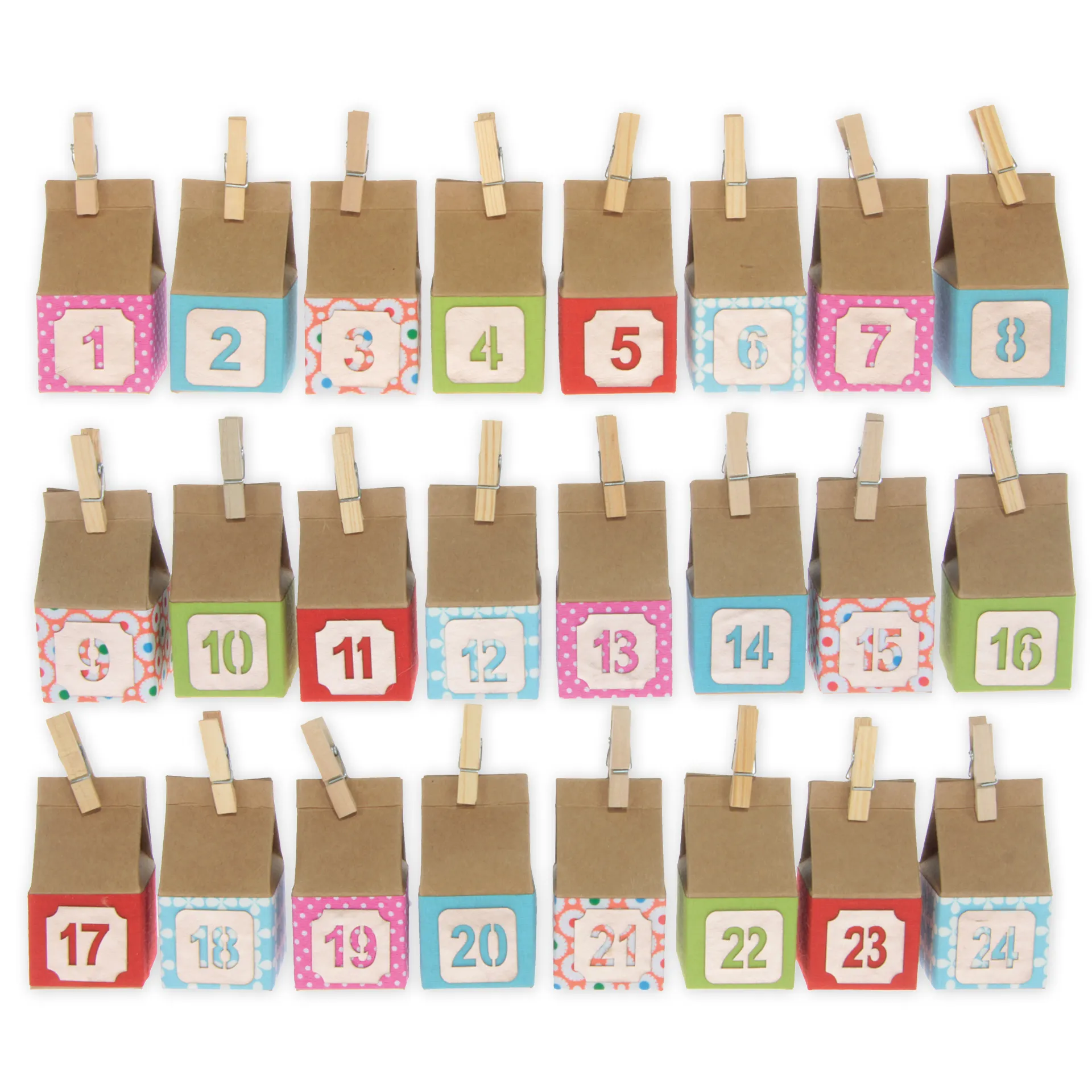 Bastelset "Weihnachtskalender ohne Kleben", 72-tlg.