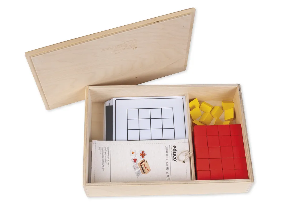 Räumlich bauen "Aus 2D wird 3D", 47-tlg. in Holzbox