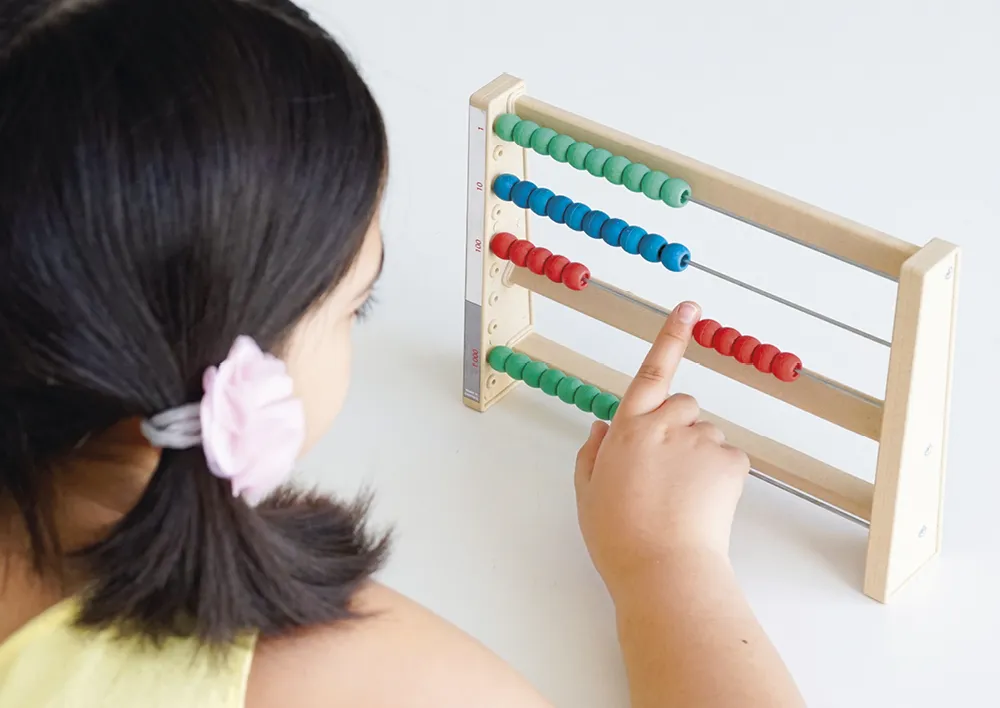 Montessori-Rechenrahmen aus RE-Wood, 4 Reihen/4-stellig "Montessori Premium"