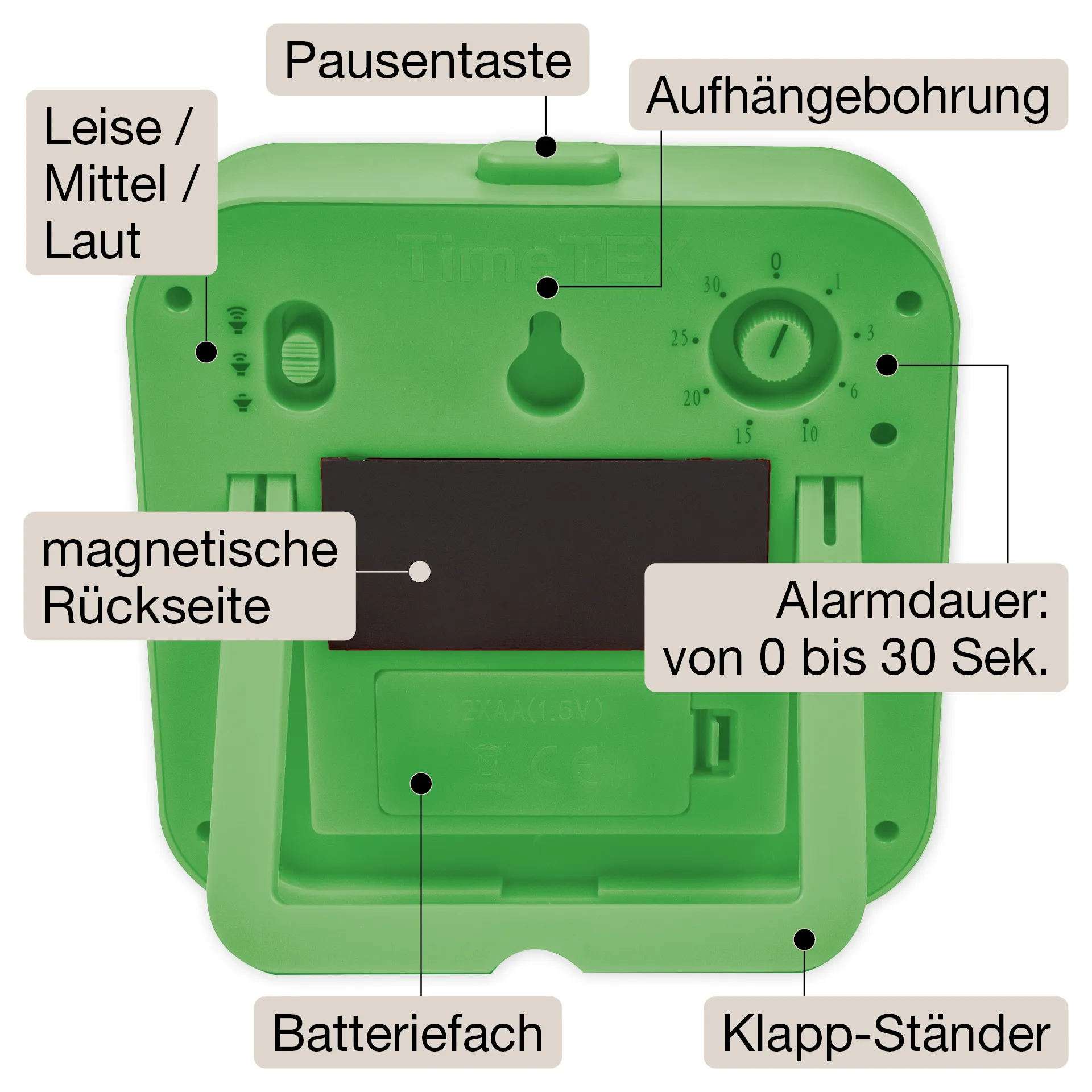 TimeTEX Zeitdauer-Uhr „lautlos“ ColorLINE, mit Pausentaste
