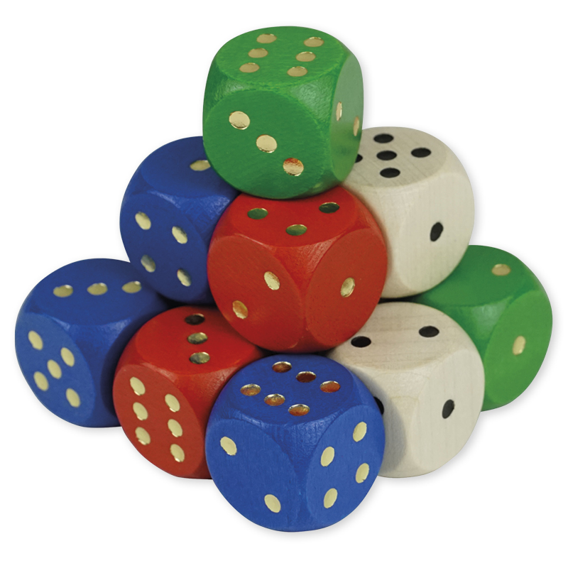 Set Würfel aus Holz in Montessori-Farben, 16 x 16 mm, 12 Stück im Etui "Montessori Premium"