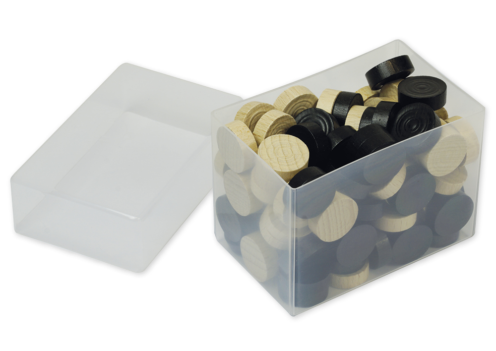 Spielsteine aus Holz, natur/schwarz, 21 mm ø, 100 Stück