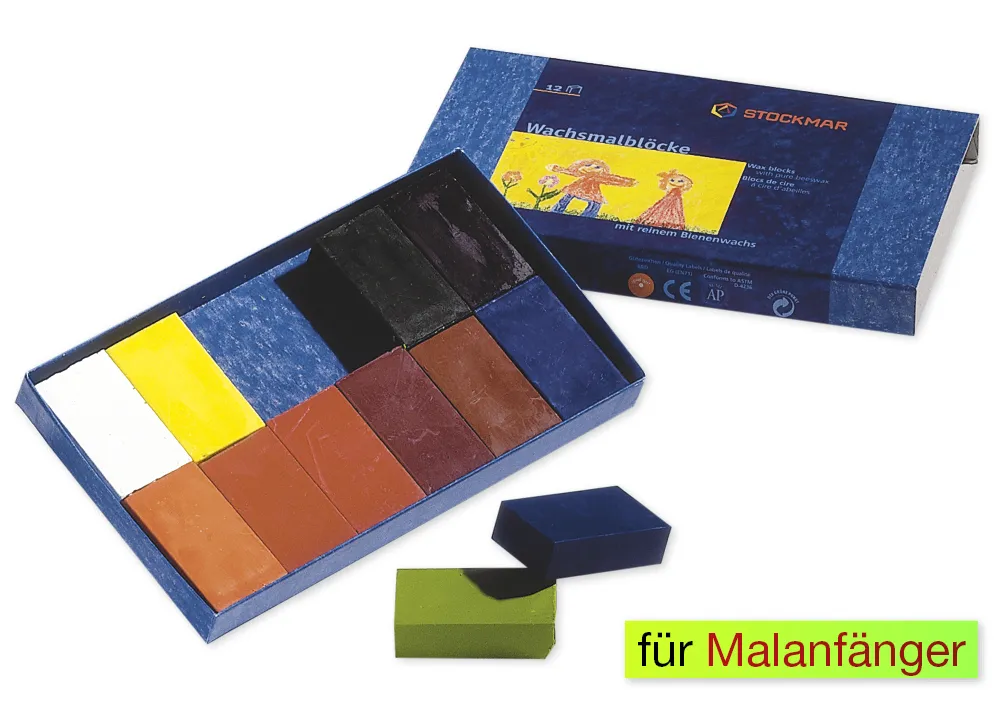 Stockmar Wachsmalblöcke, 12 Farben im Kartonnetui
