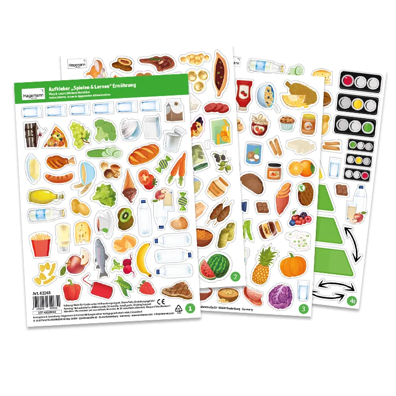 Aufkleber „Spielen und Lernen“ Ernährung, 206-tlg.