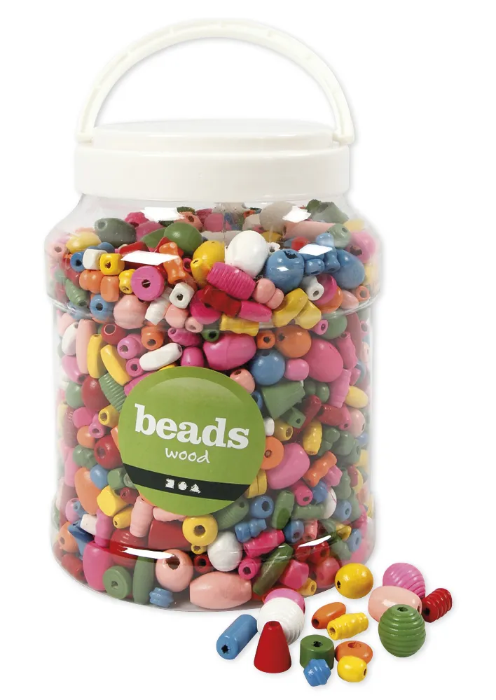 Holzperlen-Mix, 5-28 mm ø, ca. 1.930 Stück
