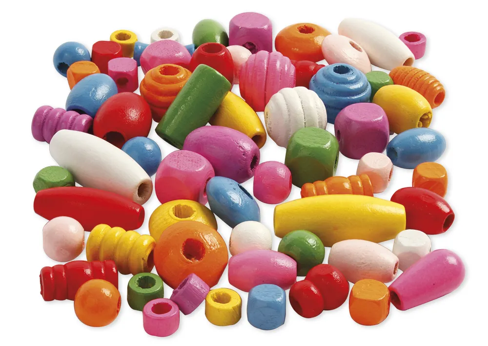 Holzperlen-Mix, 5-28 mm ø, ca. 1.930 Stück