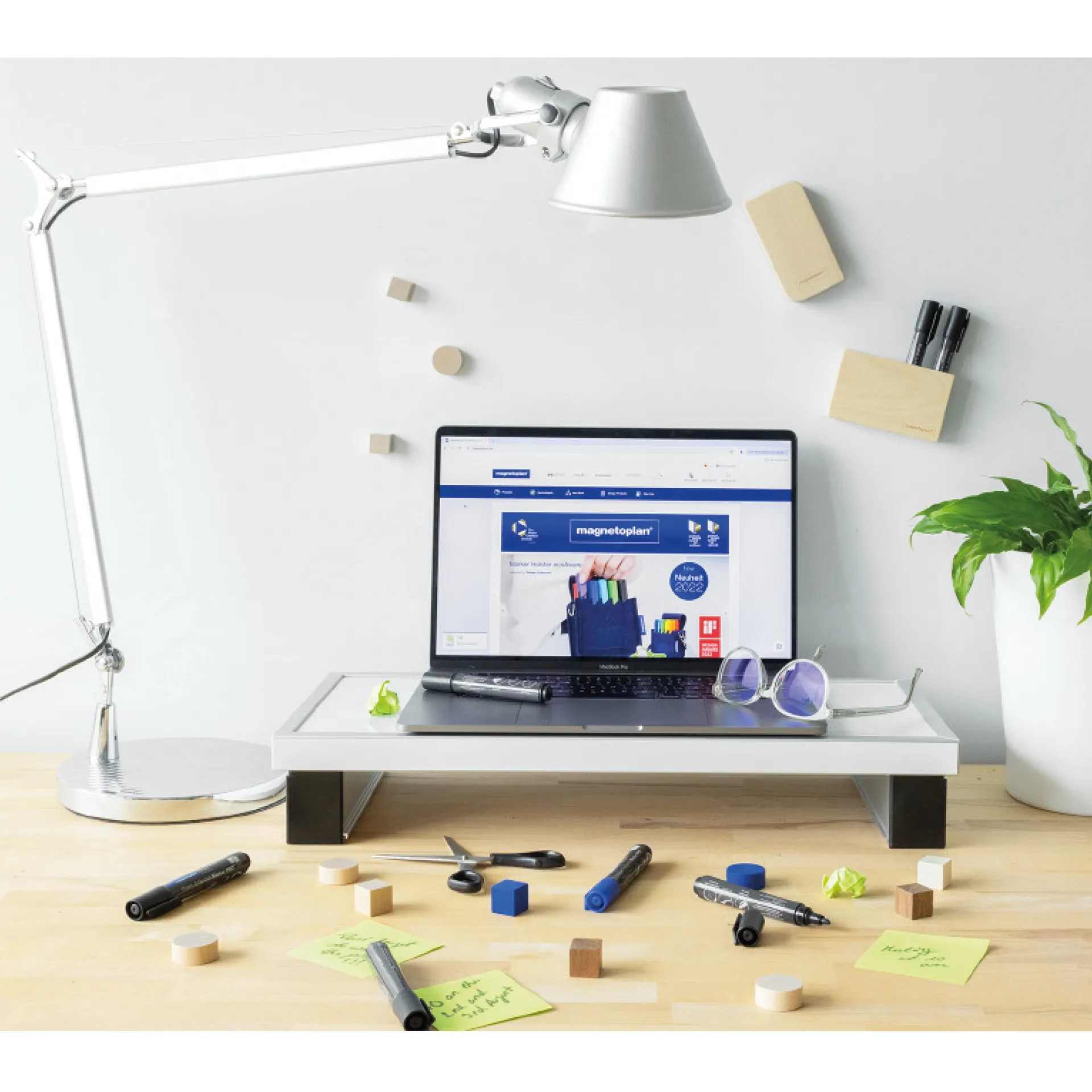 Tisch-Organizer mit beschriftbarer Glasoberfläche, weiß