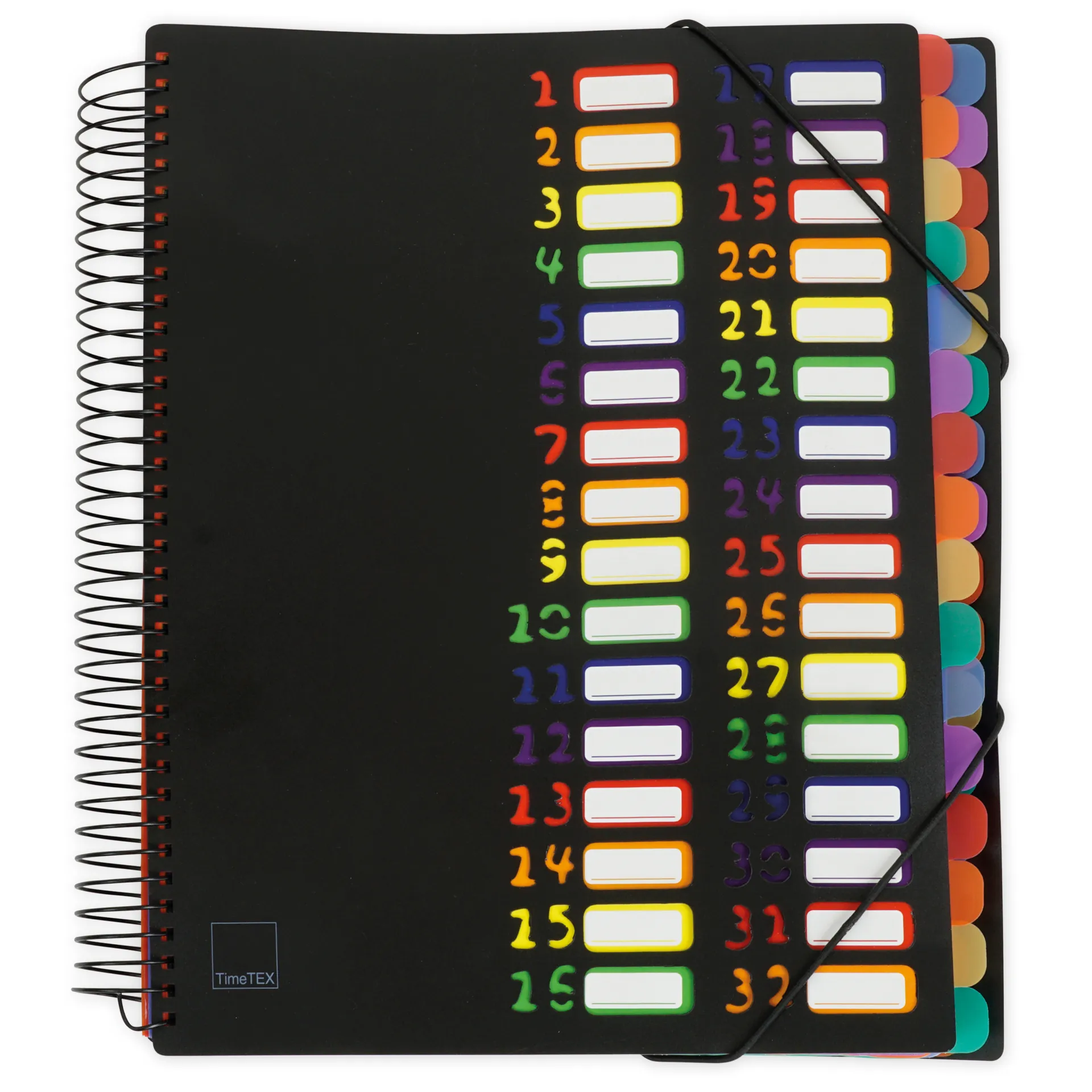 TimeTEX Tisch-Fächermappe 1-32 A4, farbig mit Verschlussgummi