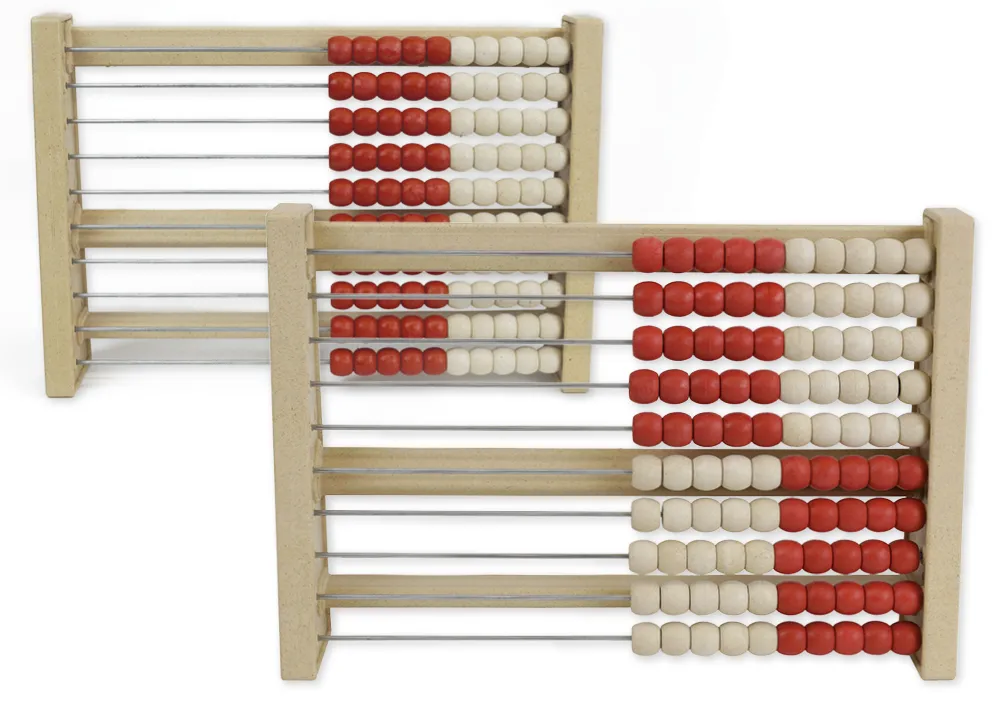 Rechenrahmen für 100-er Zahlenraum rot/weiß