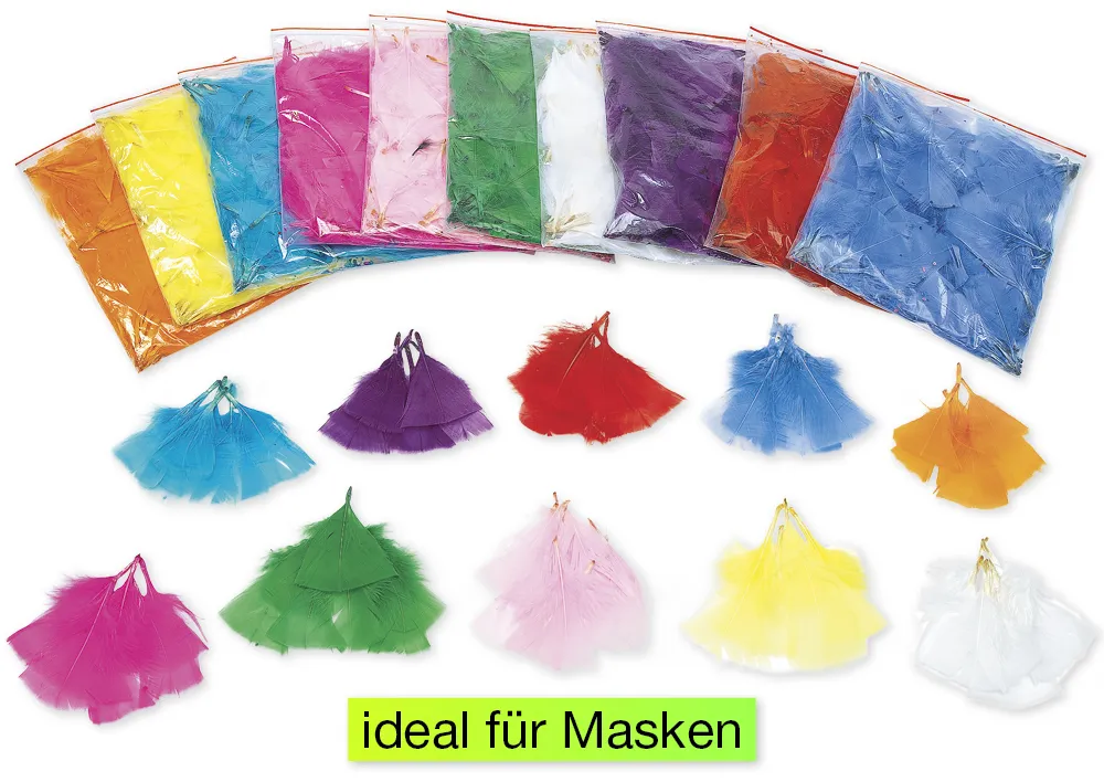 Kleine Federn in 10 Farben, 140 g