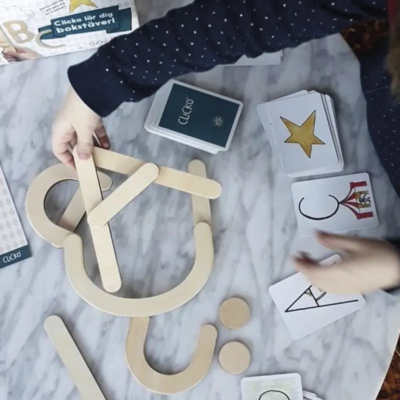 Set Holz-Buchstaben magnetisch, 60-tlg. in Box