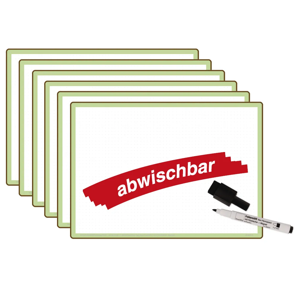 Set Prima-Colori Whiteboard mit Punktraster und Blanko A4, 6 Stück