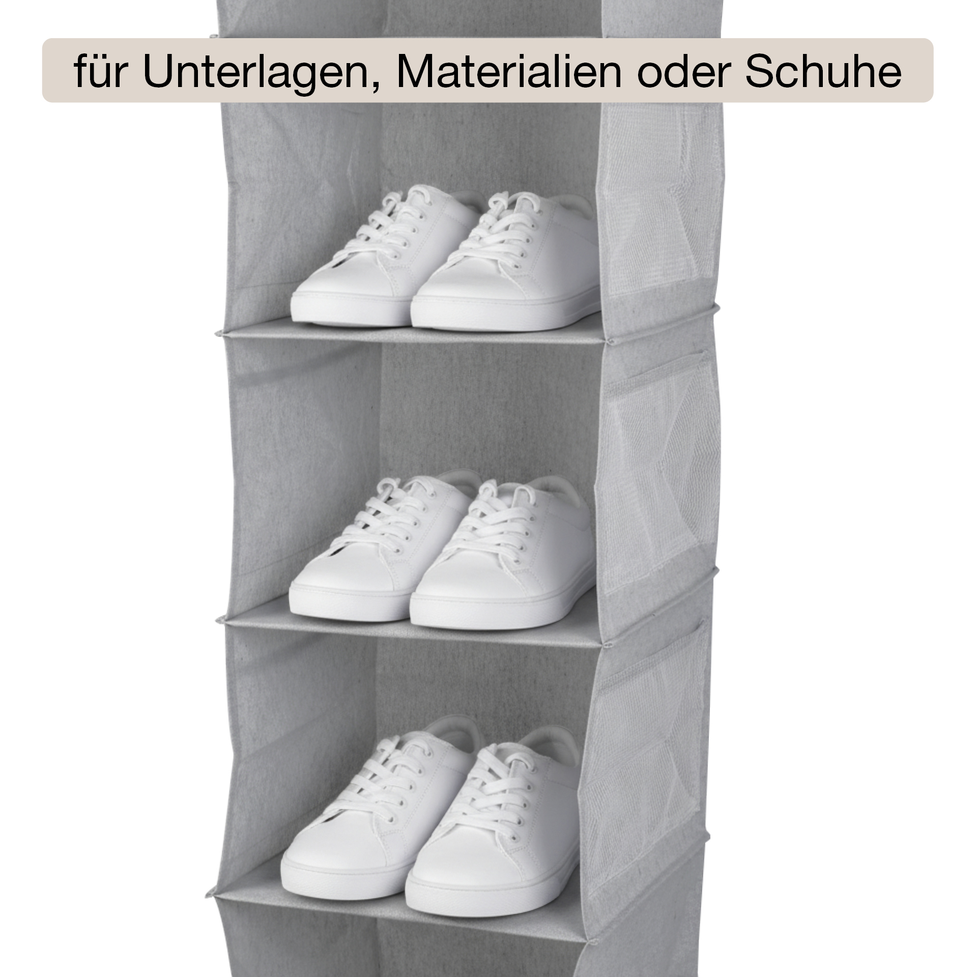 TimeTEX Hänge-Regal "Origami" A4 mit 5 Fächern, aus Stoff, hellgrau