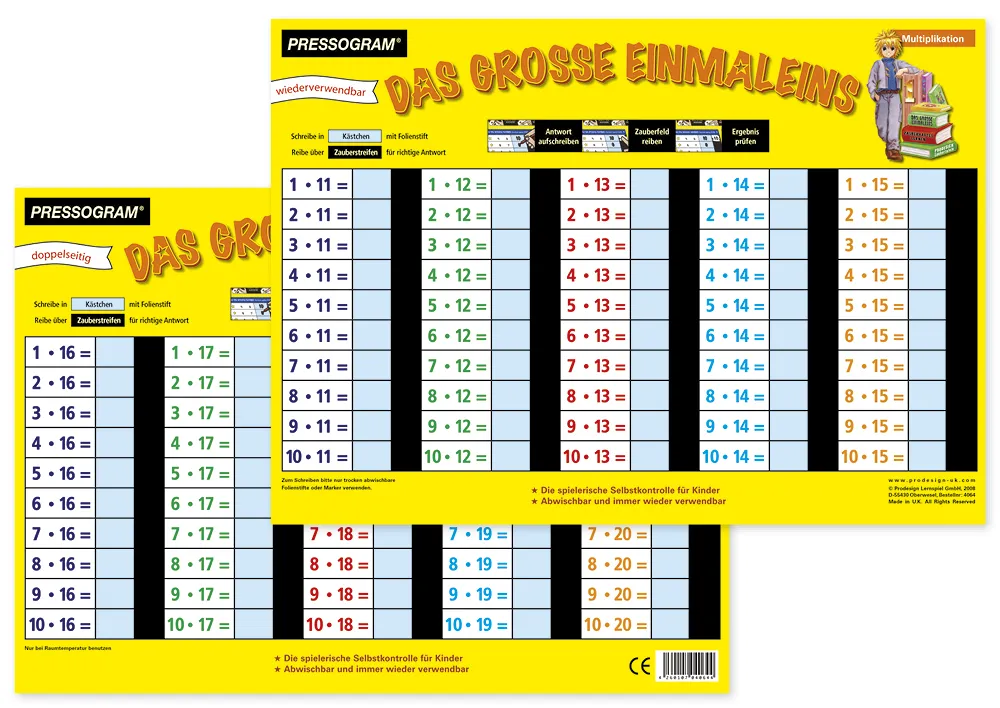 TimeTEX Zaubertafel "Mathematik" Großes 1 x 1