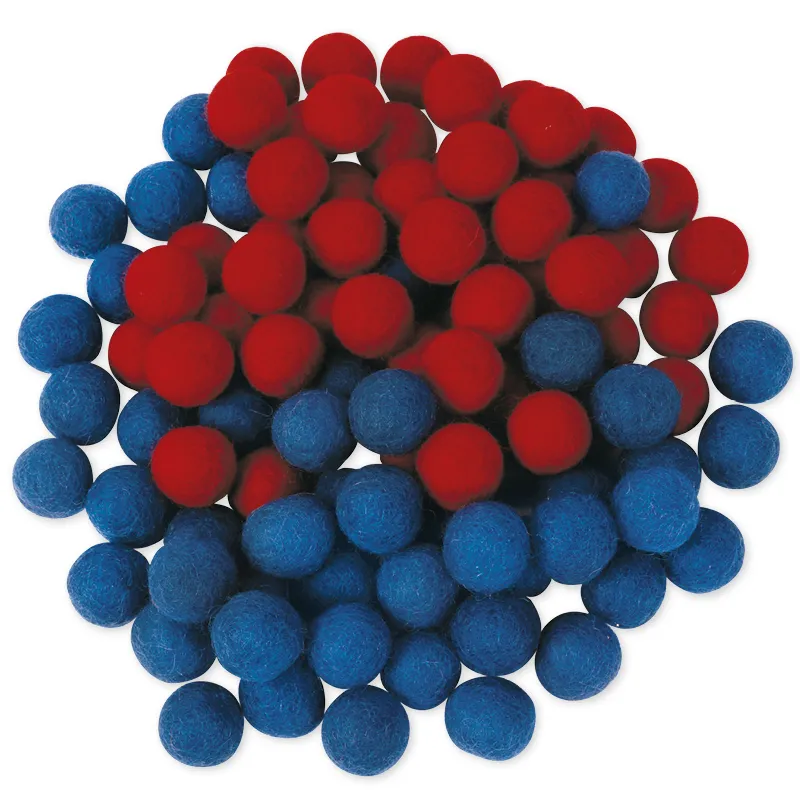 Filzkugeln rot/blau, 100-tlg.