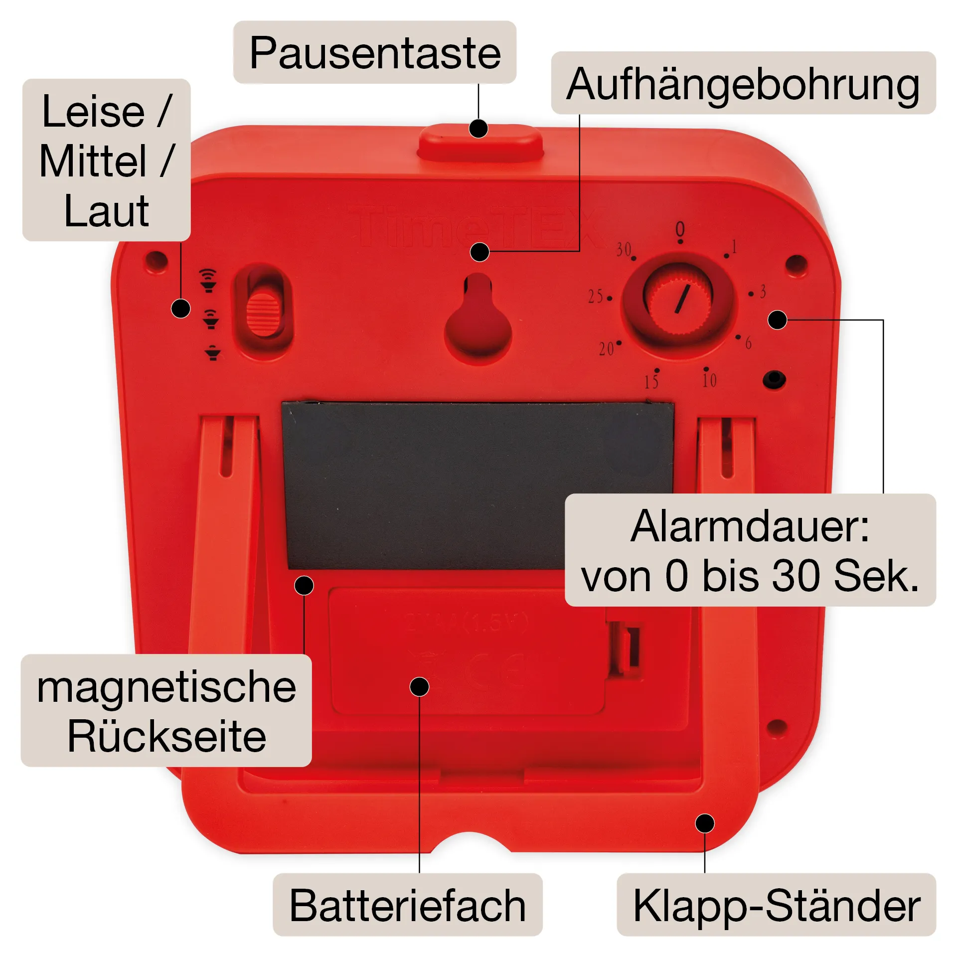 TimeTEX Zeitdauer-Uhr „lautlos“ ColorLINE, mit Pausentaste