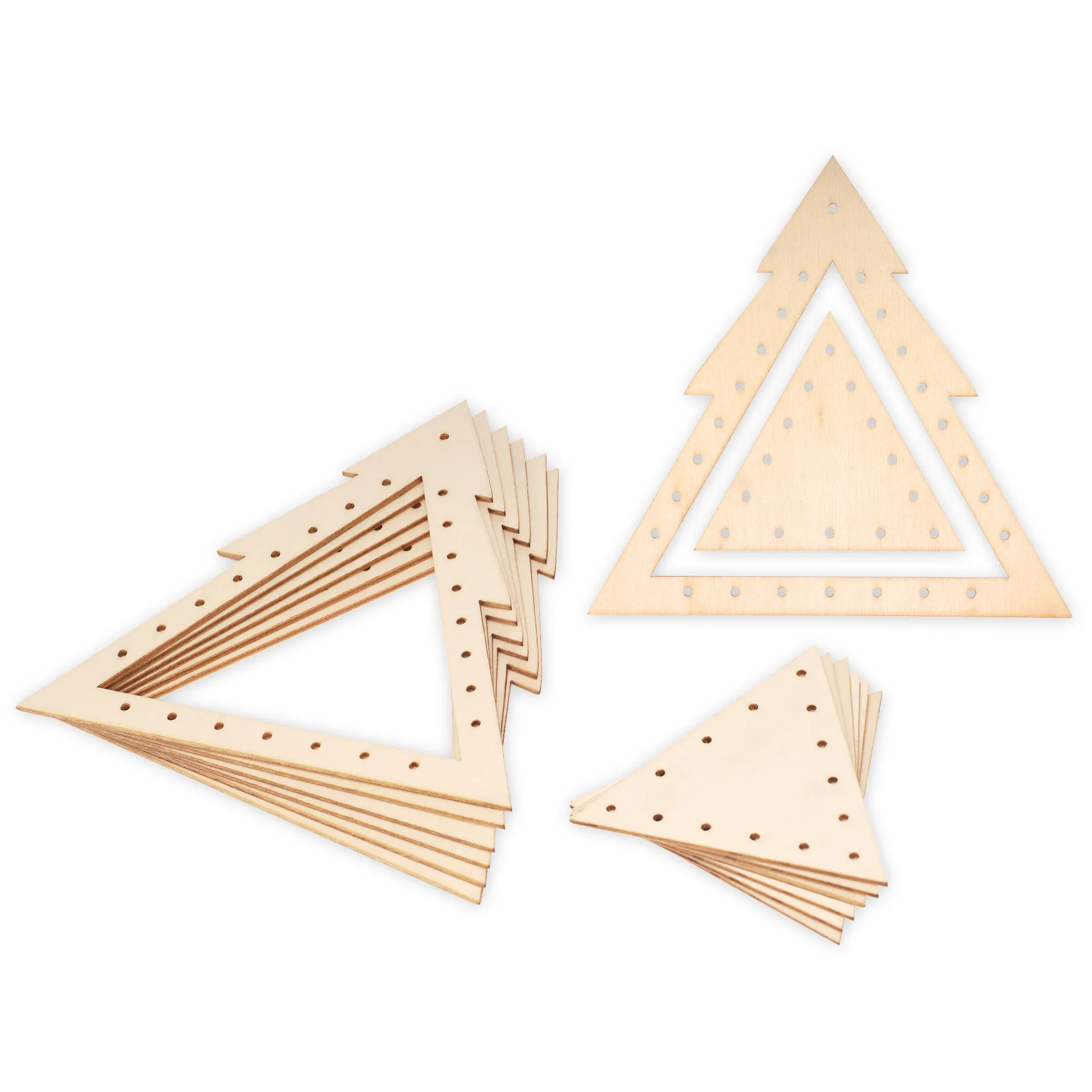 Fädeltannen aus Holz, 12 Stück