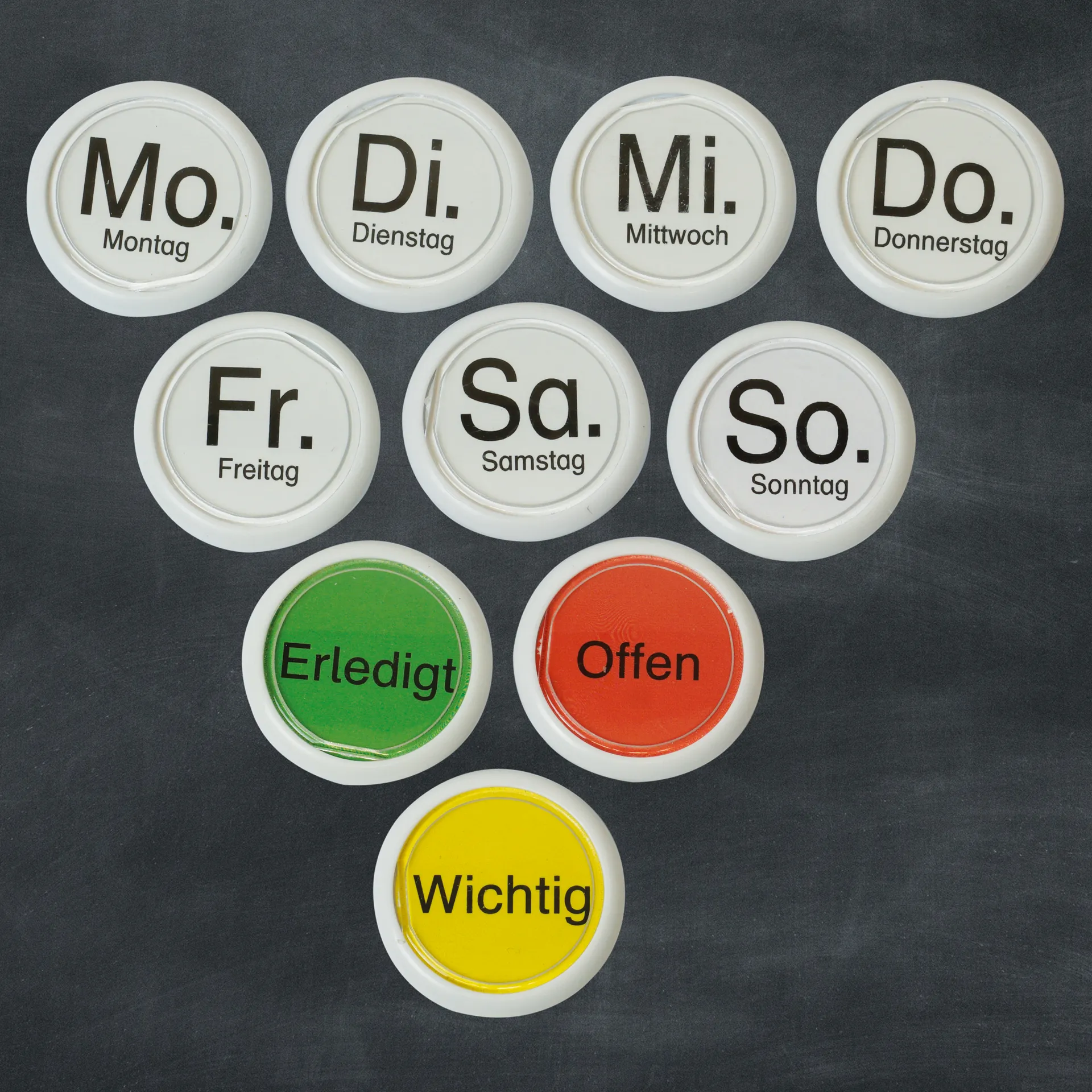 Wochentags-Magnete 10-tlg. in Box