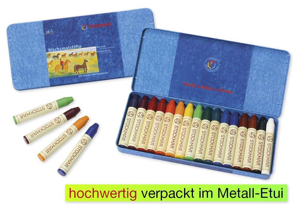 Stockmar-Wachsmalstifte, 16 Farben im Metalletui