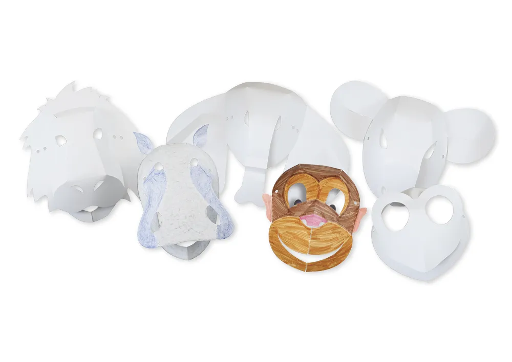 Tiermasken aus Papier, 30 Stück