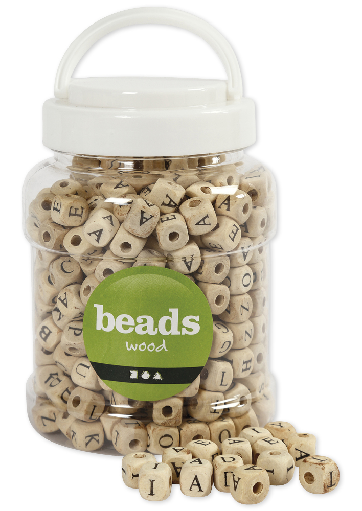 Buchstaben-Perlen aus Holz, 9 mm, ca. 400 Stück