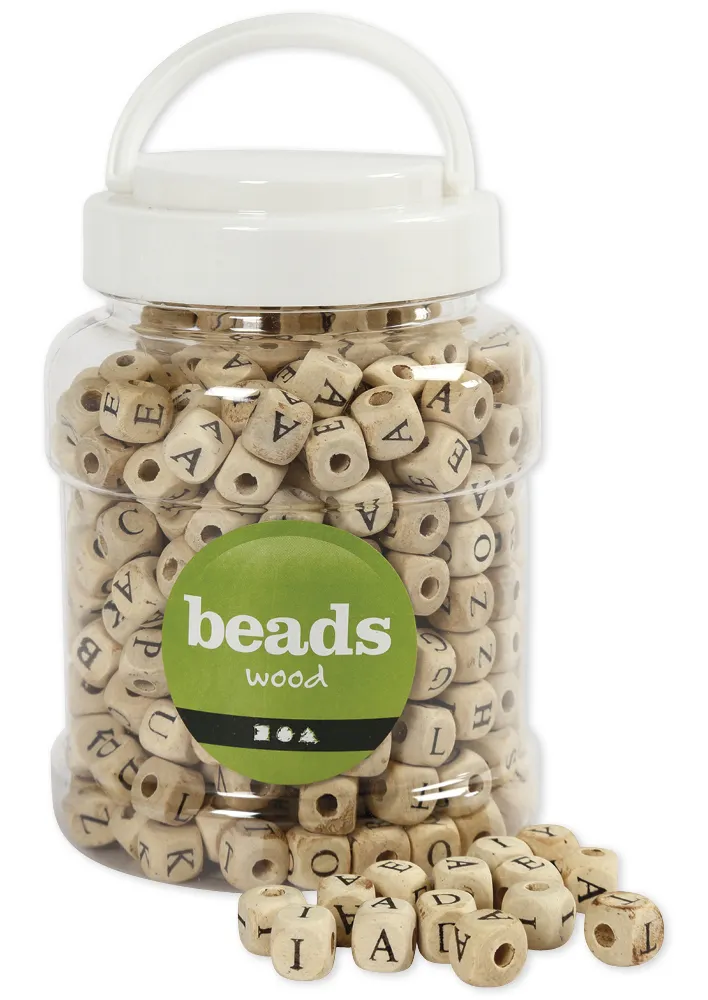 Buchstaben-Perlen aus Holz, 9 mm, ca. 400 Stück