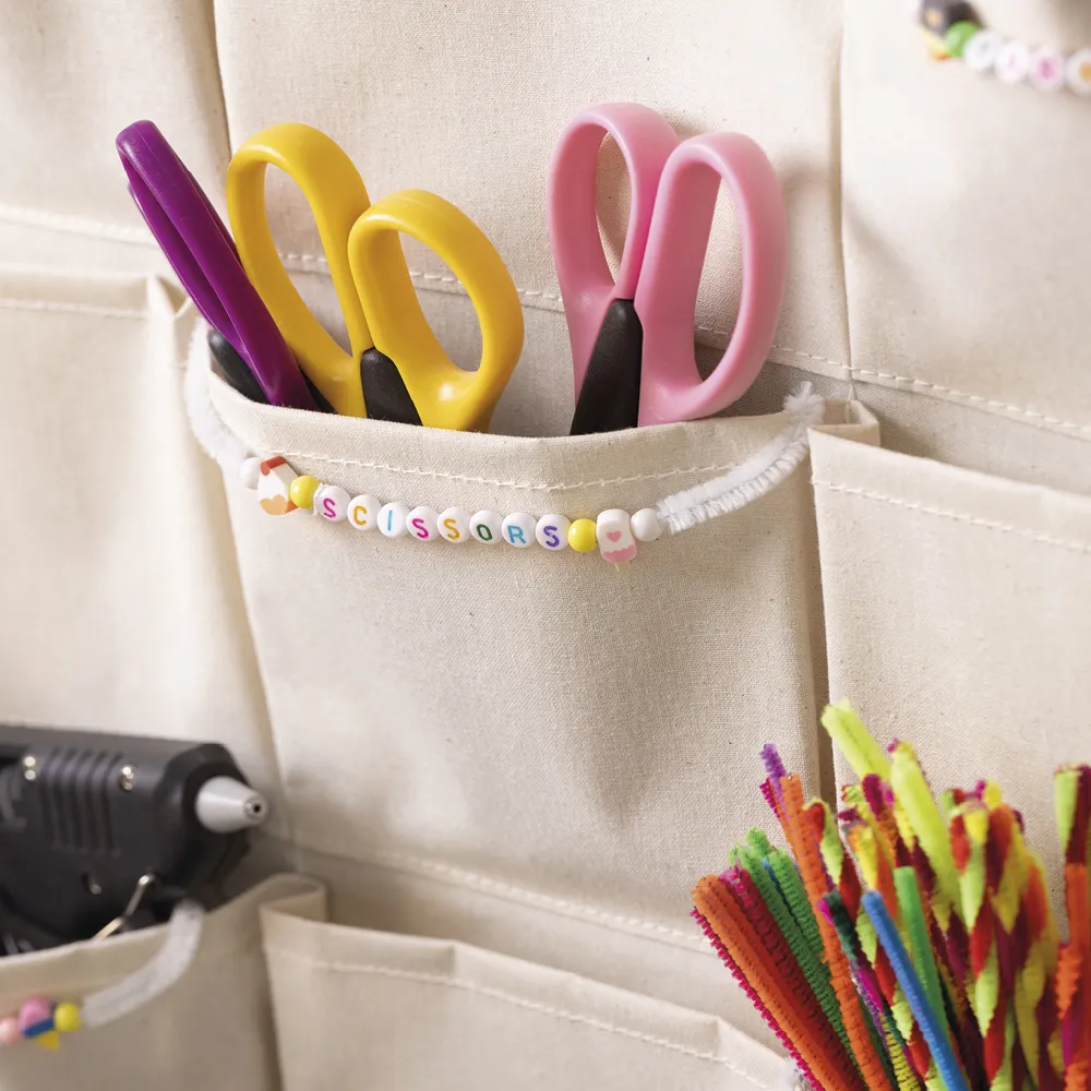 Material-Taschen-Vorhang aus Canvas, 24 Taschen, 93x60 cm