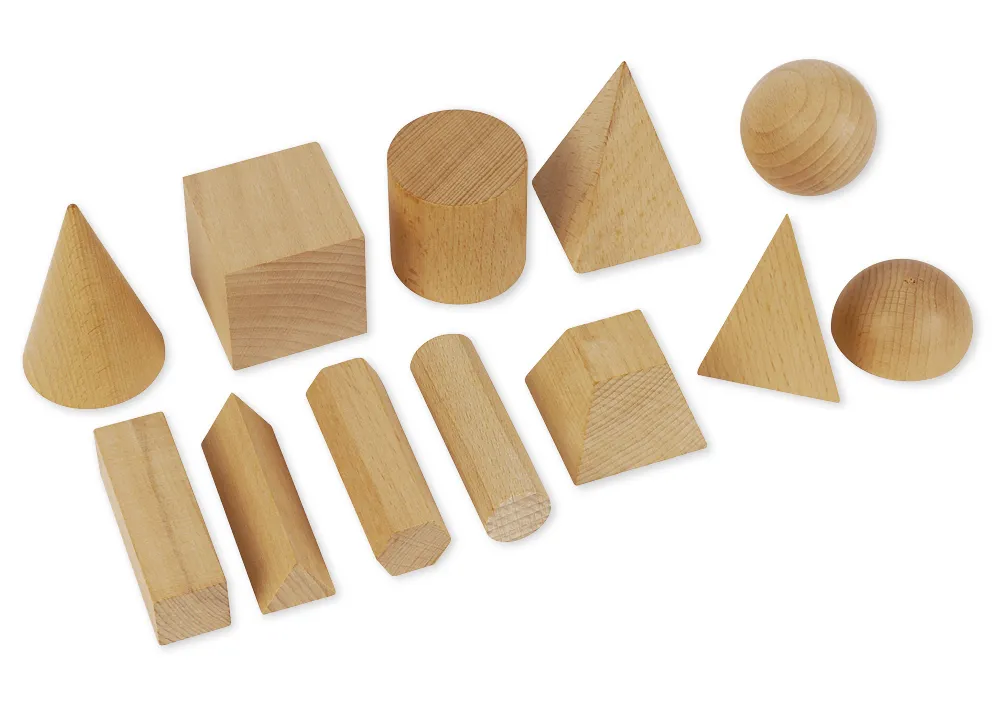 Set Geometrie-Körper aus Holz, 12-tlg. mit Beutel
