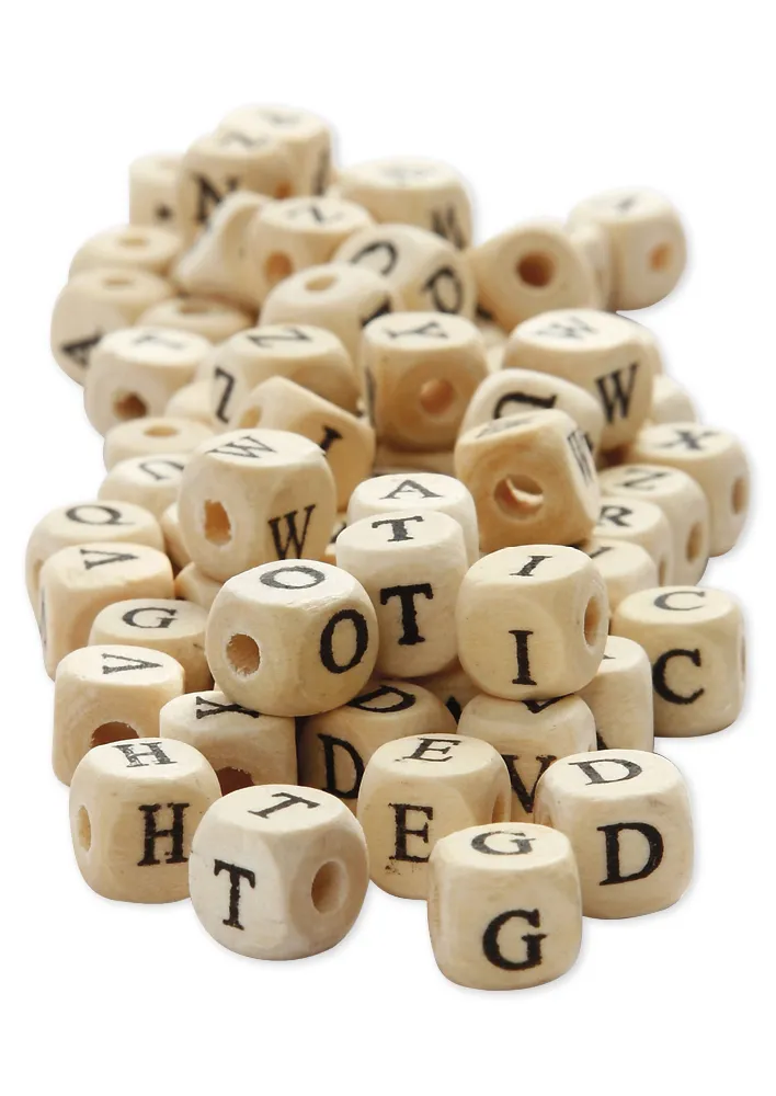 Buchstaben-Perlen aus Holz, 9 mm, ca. 400 Stück