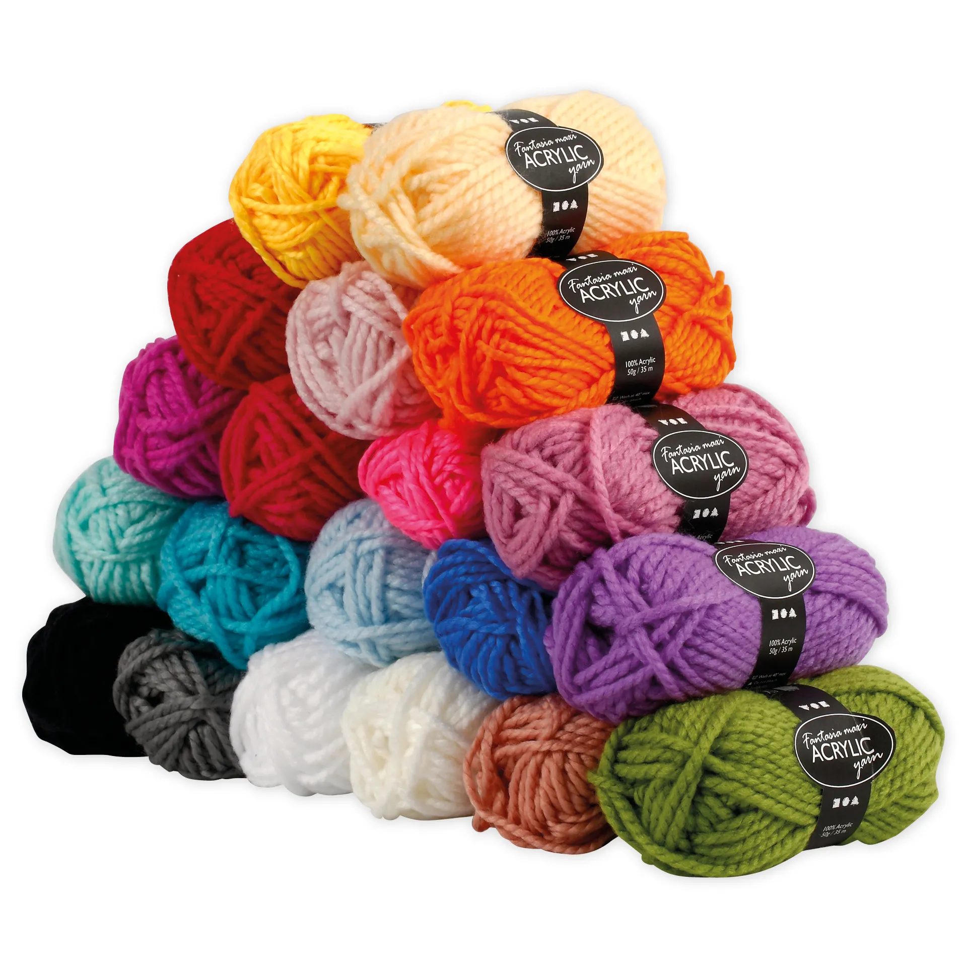 Set Polyacryl-Garn 2-fädig, 20 Farben à 50 g