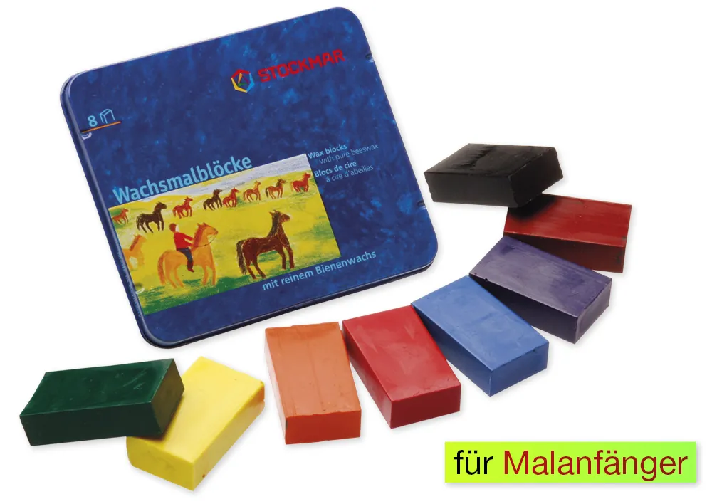 Stockmar-Wachsmalblöcke, 8 Farben im Metalletui