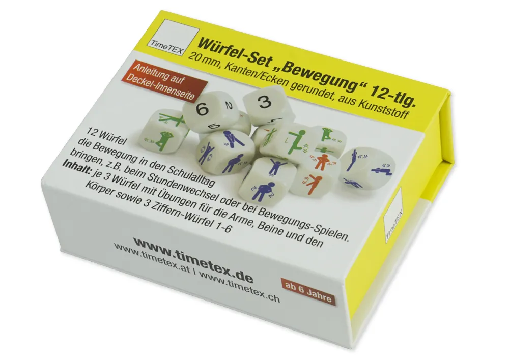 Würfel-Set „Bewegung“ 12-tlg., 20 mm in Box
