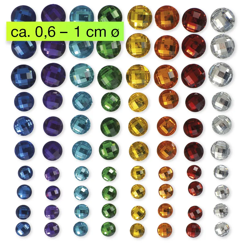 Schmuck-Steine "Regenbogen", selbstklebend, 80-tlg.