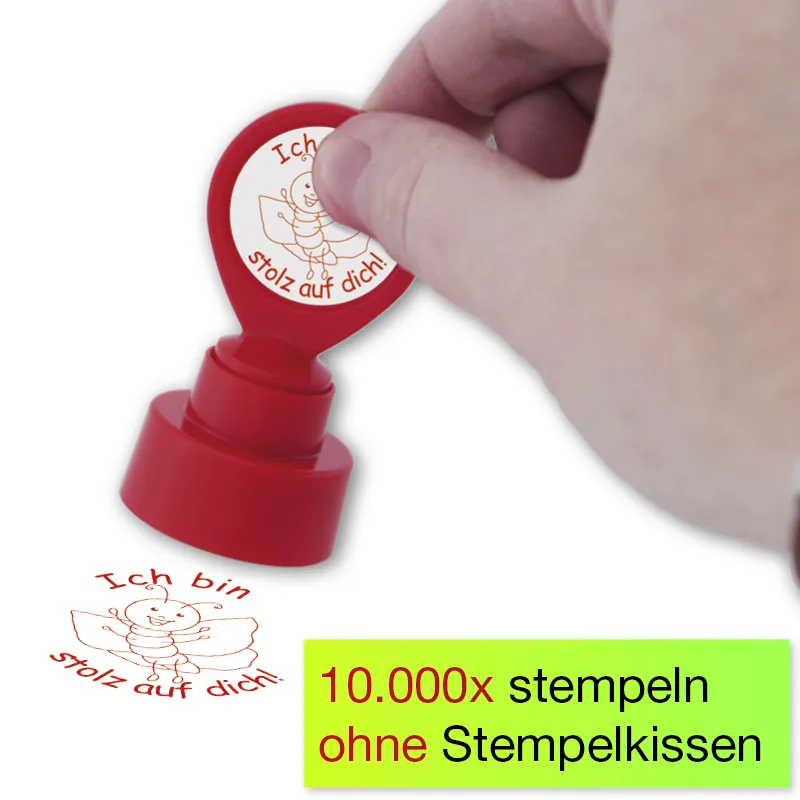 Siebdruck-Stempel "Perpetuum" rund "Ich bin stolz auf dich"