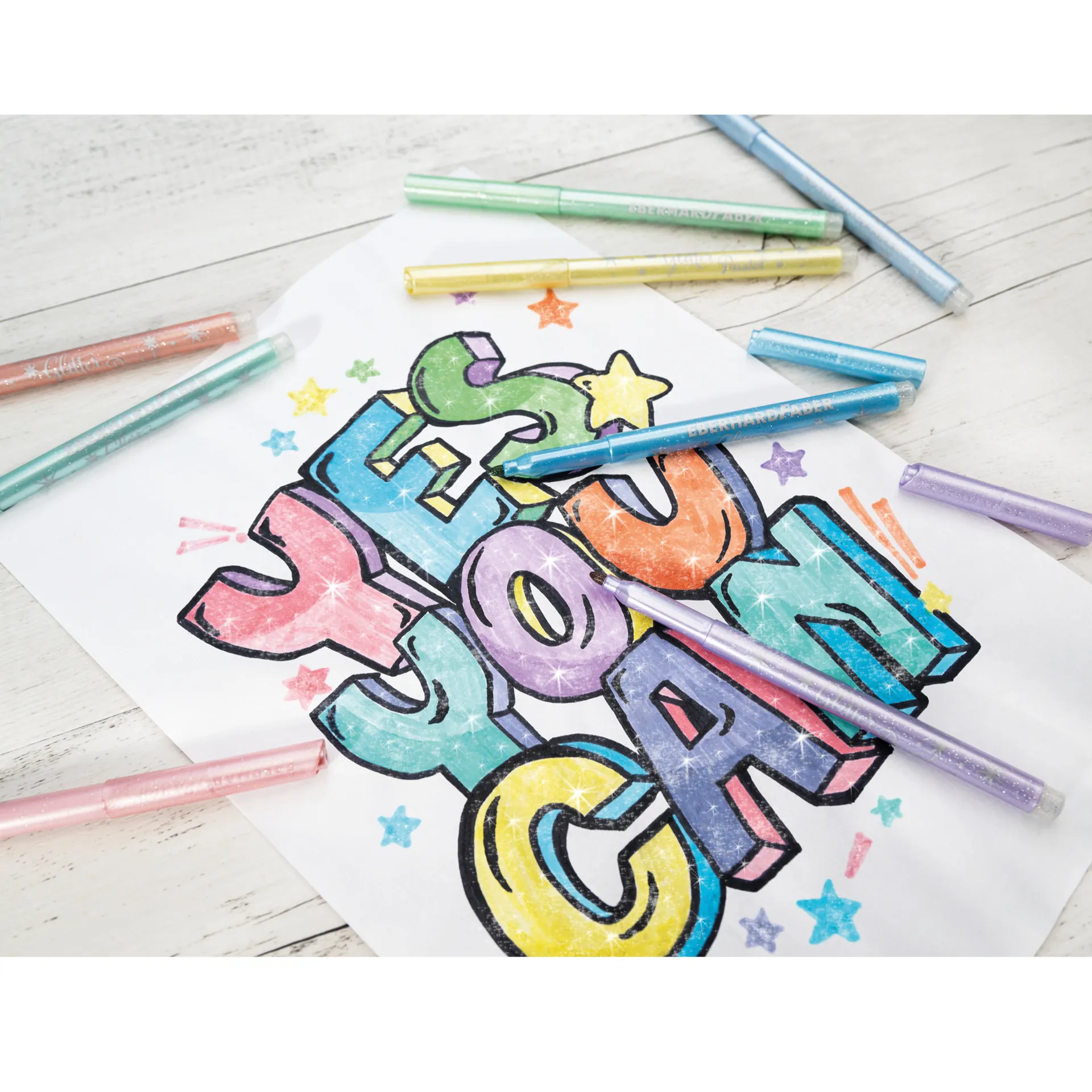 Eberhard Faber Glitter Pastel Filzstifte, 8 Stück