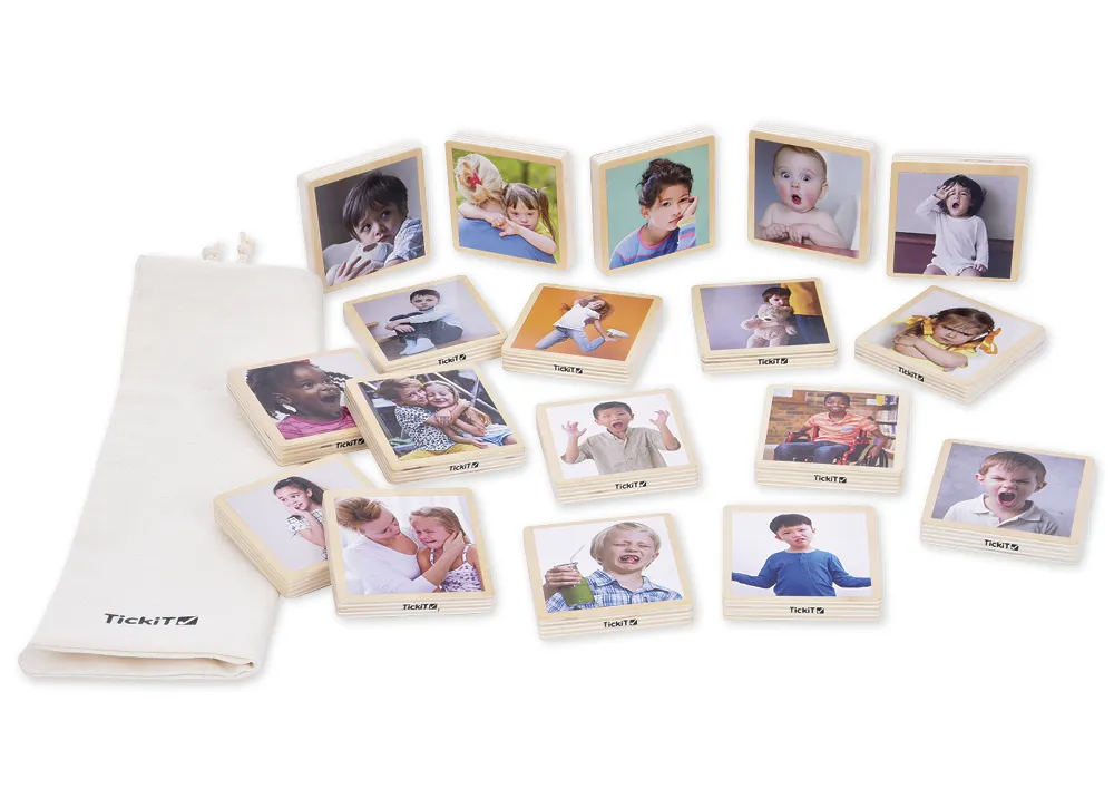 Holztäfelchen "Emotionen", 18-tlg.