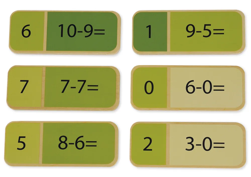 Mathematik-Domino "Subtraktionsaufgaben", 65-tlg. im Stoffbeutel