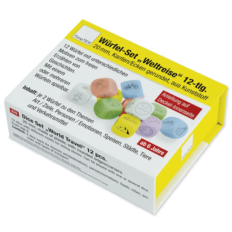 Würfel-Set "Weltreise", 12-tlg., 20 mm in Box