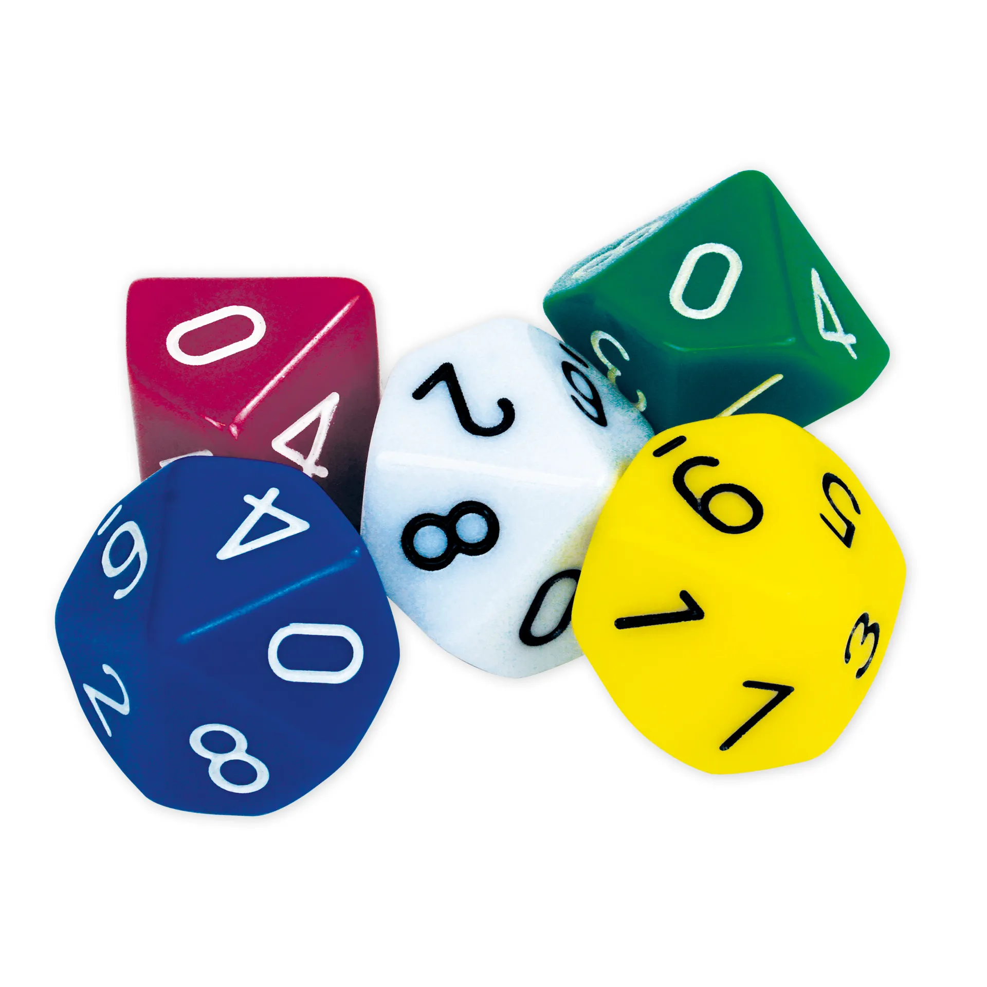 Set Würfel zehnseitig 0-9 (Einer), 100 Stück in Dose