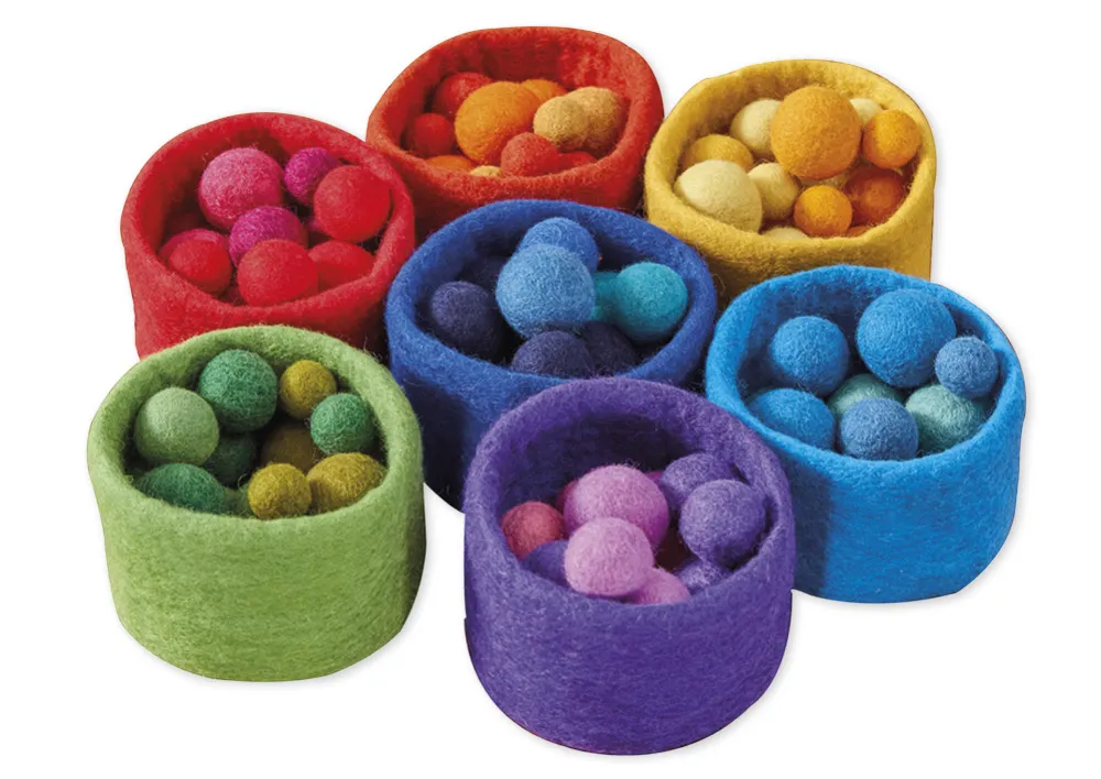 Filzschalen mit Kugeln zum Sortieren, 107-tlg.
