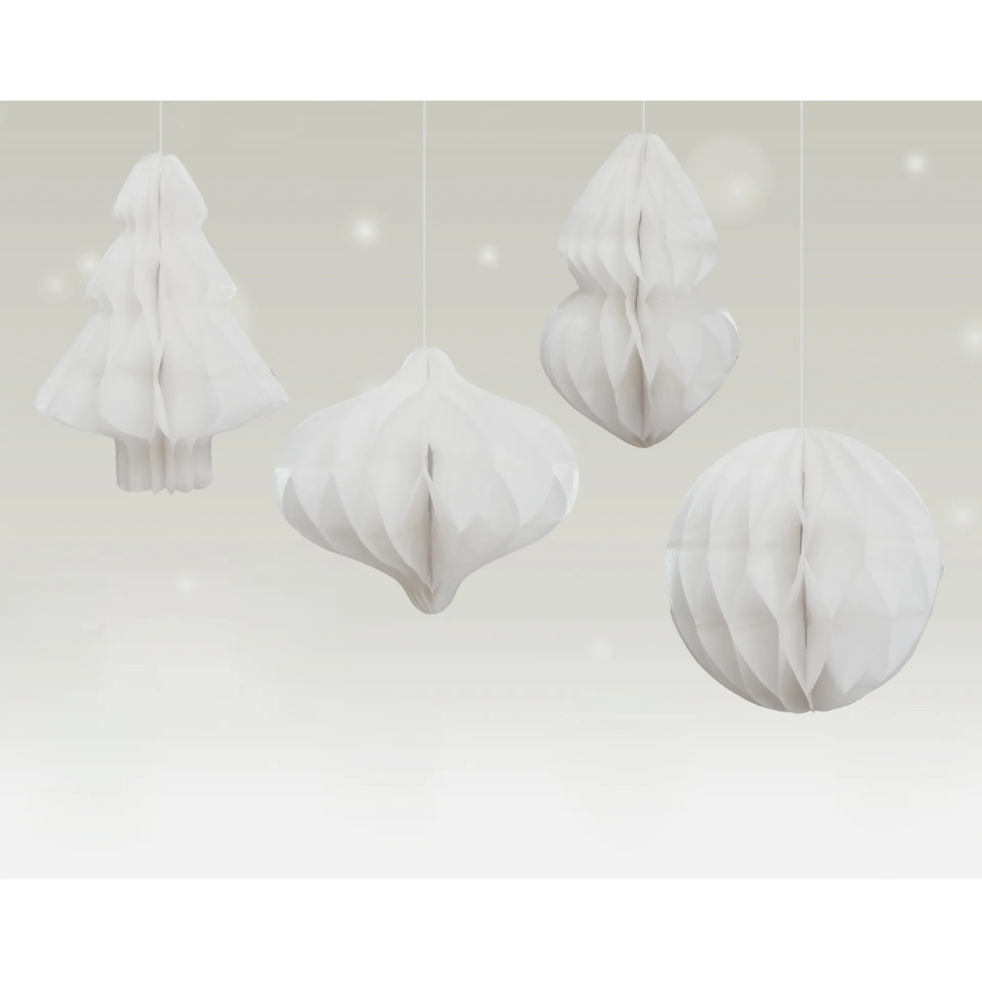 Deko-Set "Weihnachten Honeycomp" aus Papier, 4-tlg.