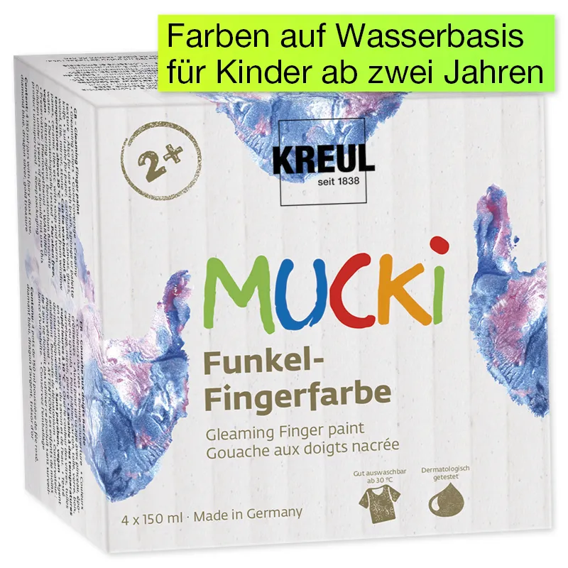 Set MUCKI Funkel-Fingerfarbe à 150 ml, 4-tlg.
