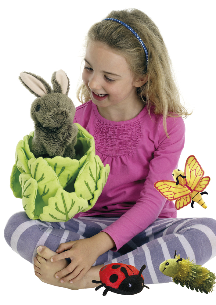 Kaninchen im Salat, Handspiel- und Fingerpuppenset, 4-tlg.