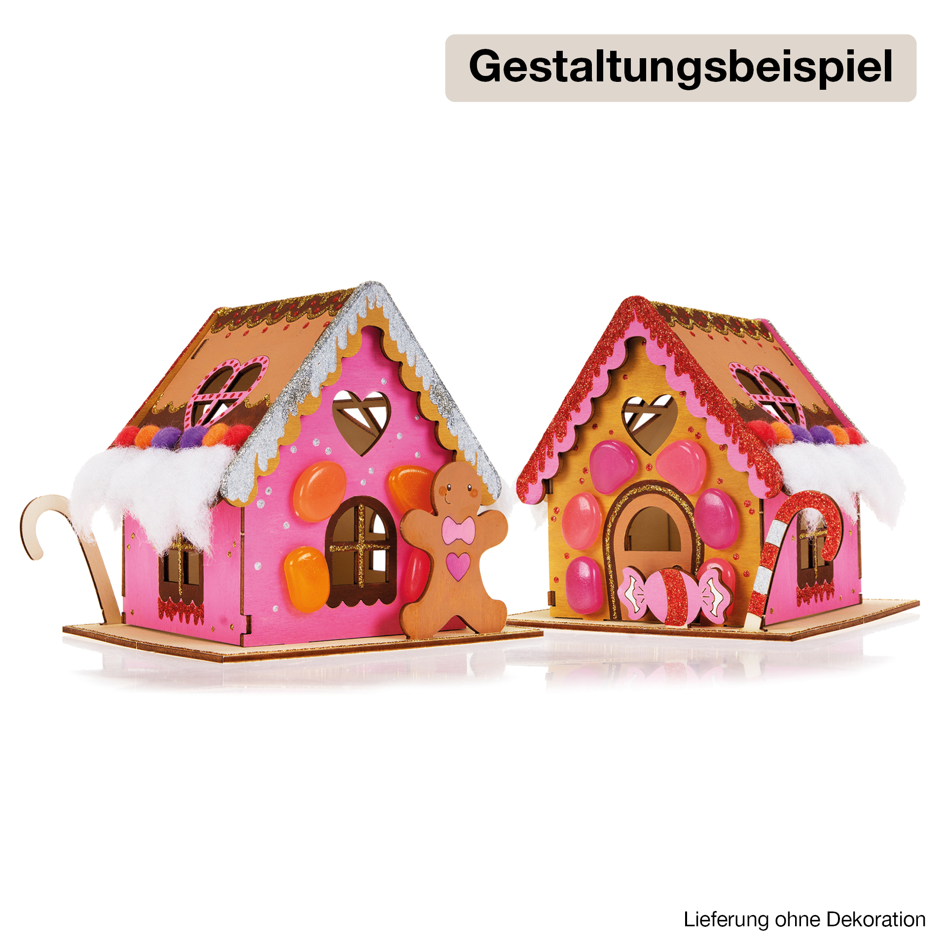 Bastelset "Lebkuchenhaus" aus Holz, 3 Stück