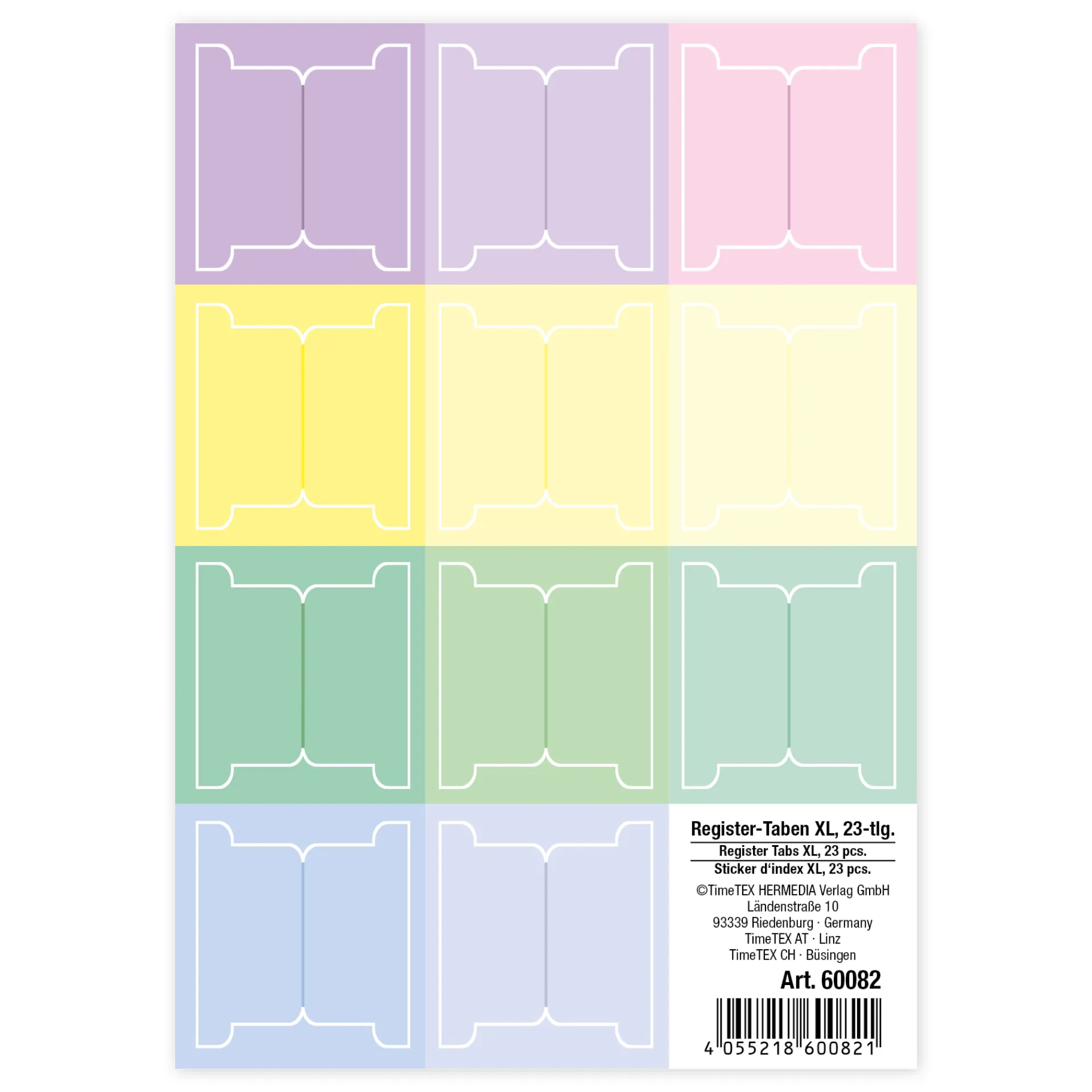 TimeTEX Register-Taben XL 23-tlg., selbstklebend, aus Karton-Papier