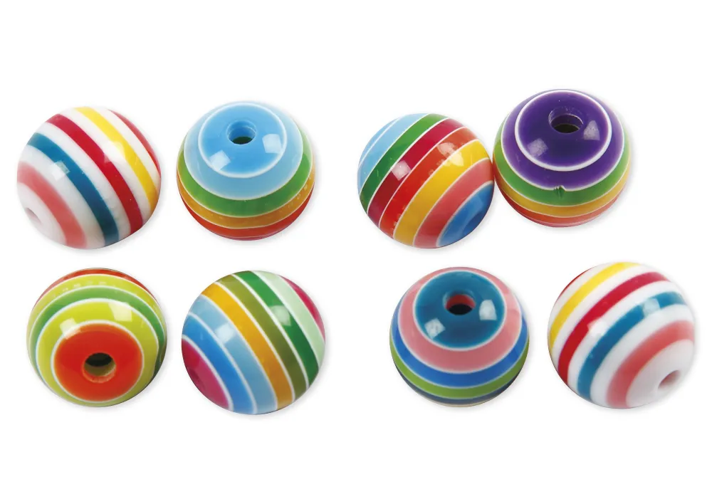 Kunststoff-Perlen gestreift, 12 mm ø, ca. 530 Stück