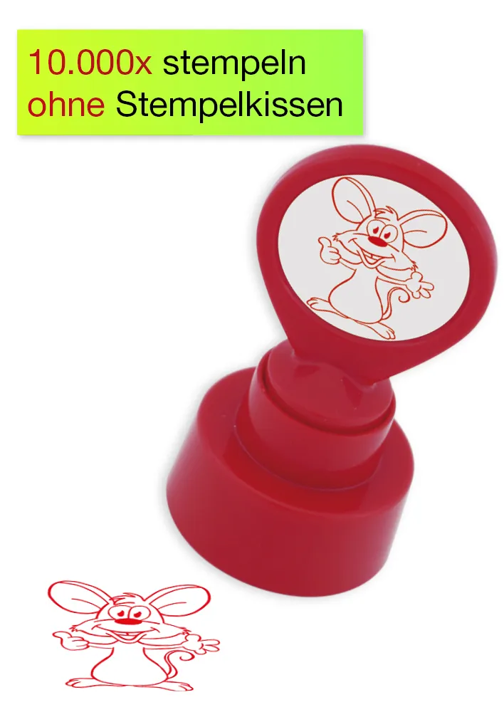 Siebdruck-Stempel "Perpetuum" rund "Maus"