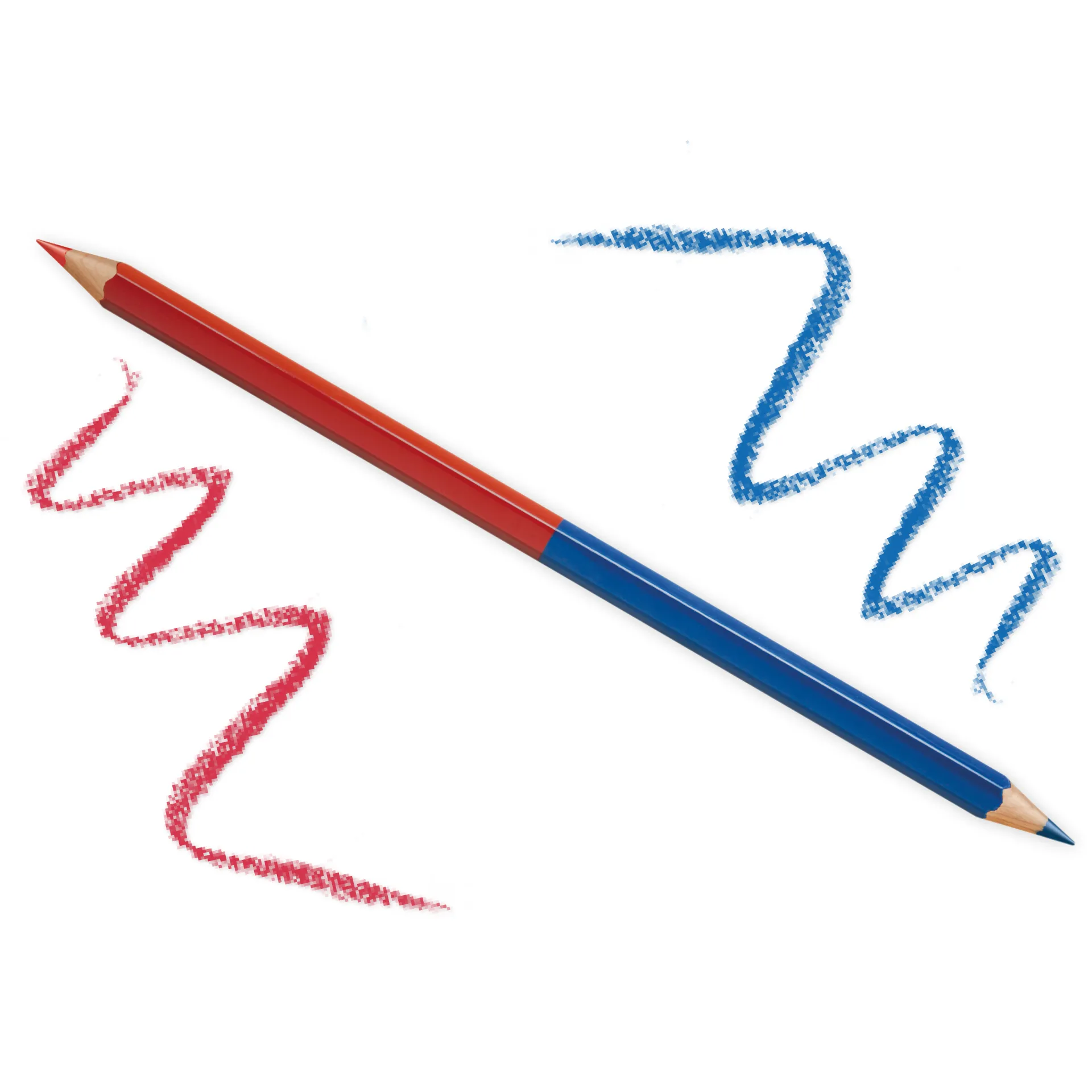 Silbenstift mit Doppelspitze rot/blau, 6-kant, 6,8 mm ø